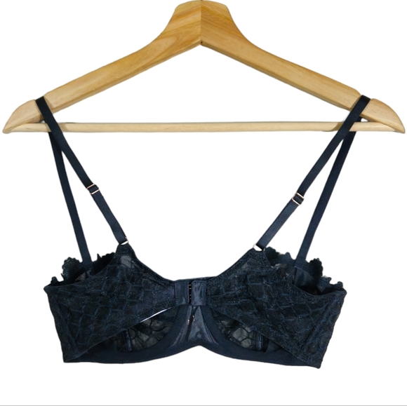 Savage X Fenty Black Laxe Demi Cup Sexy Bra 32C - Picture 2 of 6